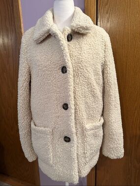 Bernardo Faux Sherpa Button-Up Jacket size medium.